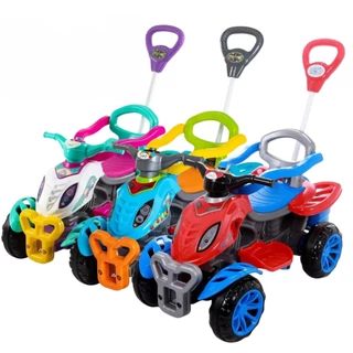 Carrinho de Passeio Infantil Quadriciclo com Pedal Haste para Empurrar Motoca Andador Bebe Criança