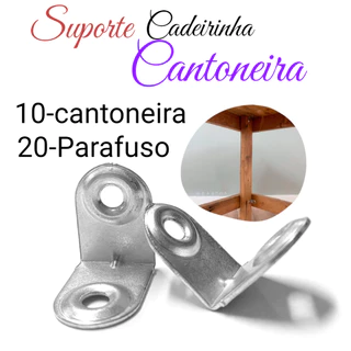 kit 10 cantoneira 2 furo e 20 Parafuso 40x16 Montagem