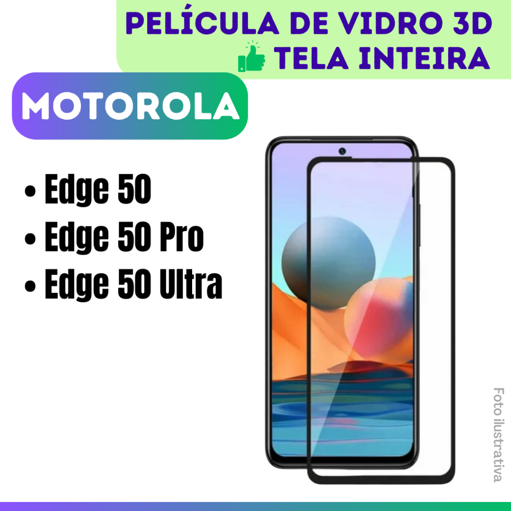 Película de Vidro 3D Para Motorola Moto Edge 50 / Edge 50 Pro / Edge 50 Ultra / Protetor de Tela Inteira.