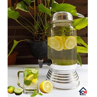 Jarra De Vidro Suqueira Grande Com Torneira e Tampa Jarra De Bebidas Suco Água Dispenser