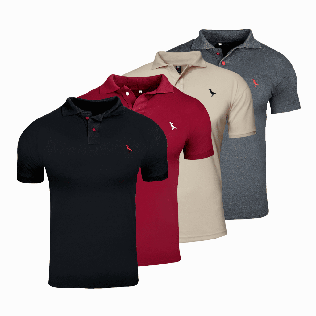 Kit 4 Camiseta Masculina Gola Polo Alta 100% Algodão Piquet Ducam