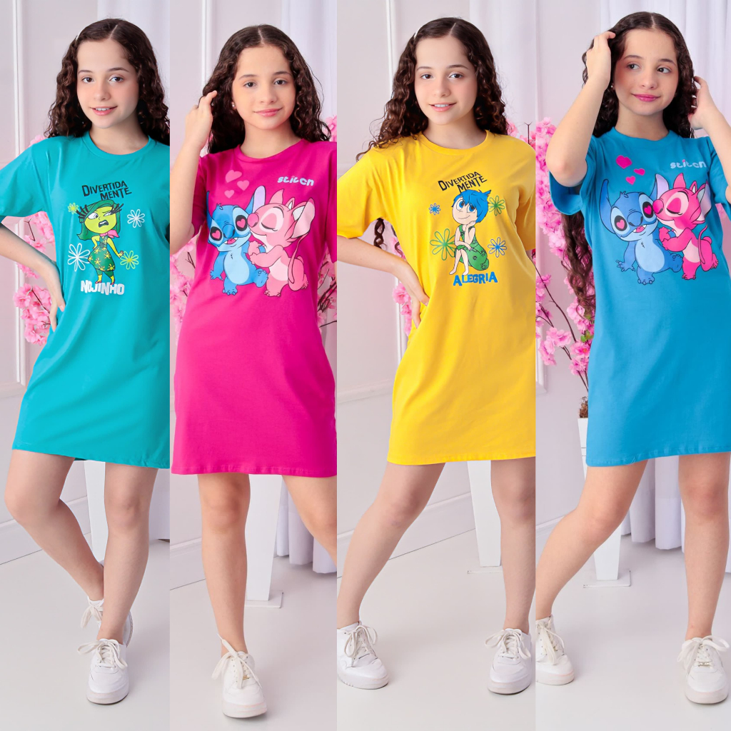 Vestido Infantil STITCH / DIVERTIDAMENTE