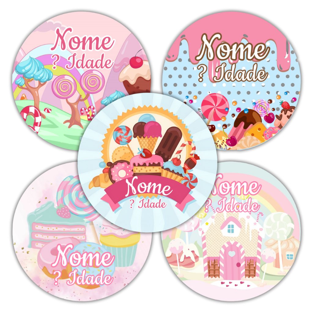 50 Adesivos Personalizados Doceria Confeitaria Doces - Vários Tamanhos ...