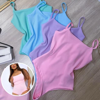 Body Feminino Alcinha Bory Anarruga Bores Cavado Boris Regata Canelado Zara