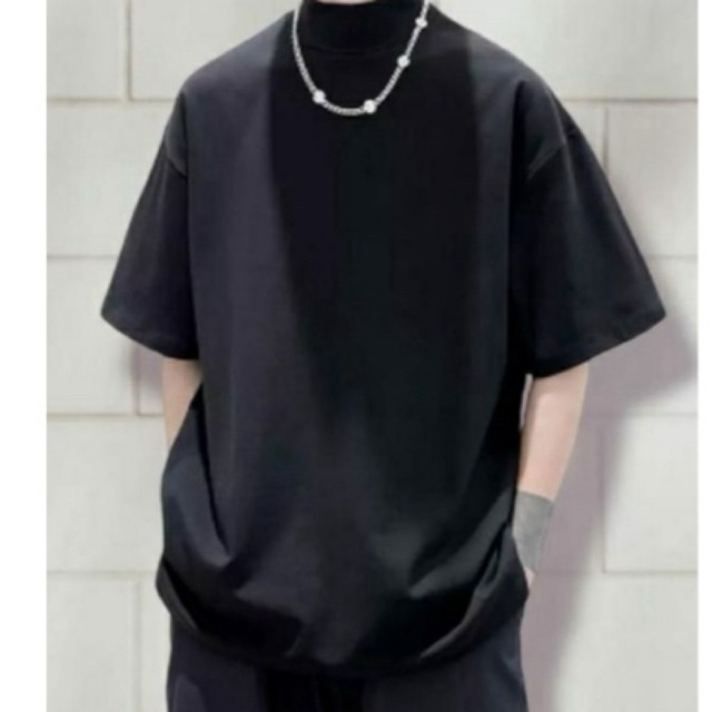 Camiseta Oversized Gola alta manga curta lisa estilo alternativo streetwear 100% algodão