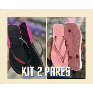 kit 2 chinelo de dedo feminino gliter slim kit com dois pares