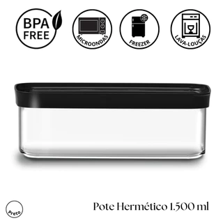 Potes Herméticos para Frios, Grãos, Saladas e Alimentos 1500ml Helsim