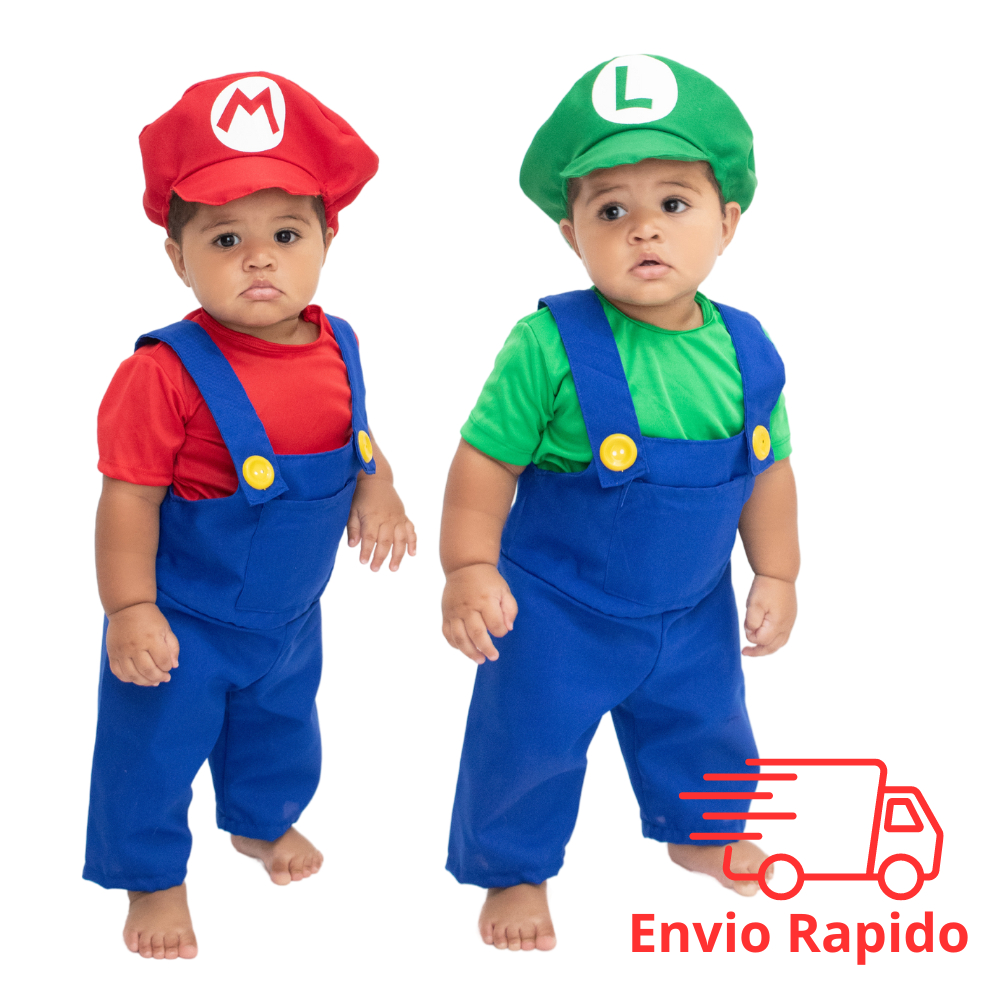 Fantasia Luigi e Mario Bross Bebê Mesversario