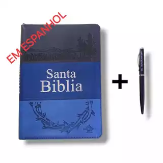 SANTA BIBLIA COM CONCORDÂNCIA - REINA VALERA - ESPANHOL - Capa TRIOTONE AZUL com Zíper