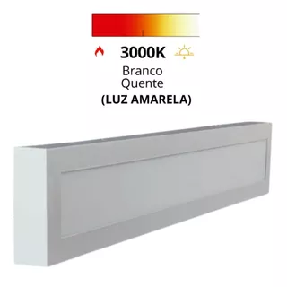 Plafon Sobrepor Retangular 120x10cm 36w Branco Quente (luz amarela) Bivolt - DEMI
