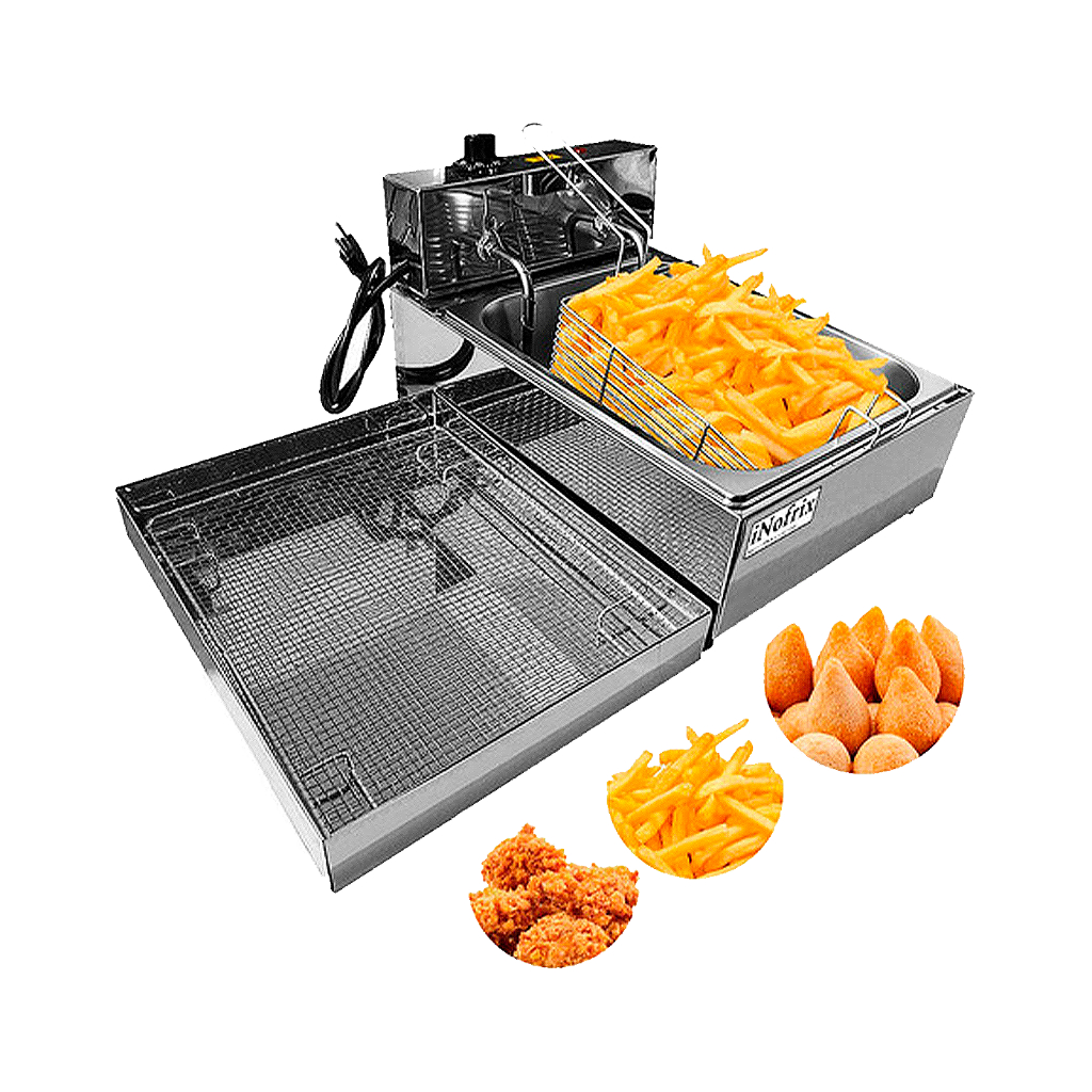 Fritadeira Elétrica Profissional 5l Inox + Escorredor Fritur