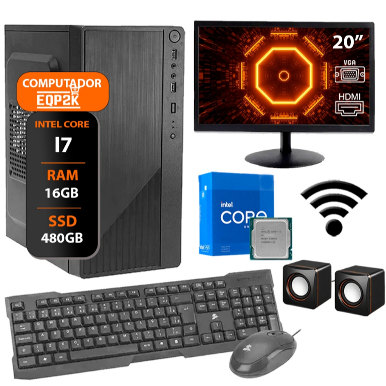 Foto de Computador Intel Core I7 3°gera. Ssd 480gb 16gb Memória Ram Monitor 20