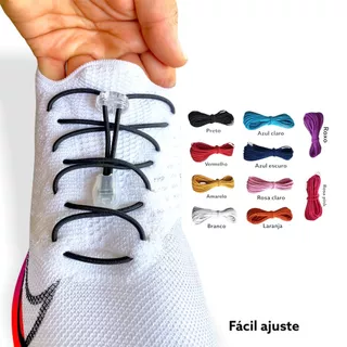 Par Cadarço de Elástico Sem Amarração Cores Crossfit Triátlon Corrida Esportivo Sem Cadarço Universal