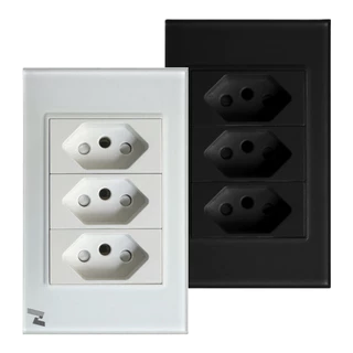 Tomada Tripla Nova Digital Frontal De Vidro 10a E 20a Sem Wifi Nova Digital
