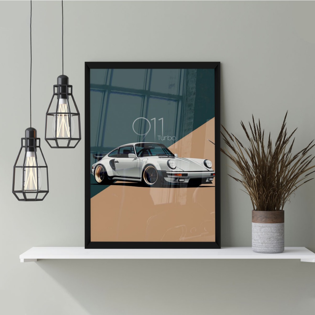 Quadro Porsche 911 Turbo Carro Lindo C/ Moldura E Vidro