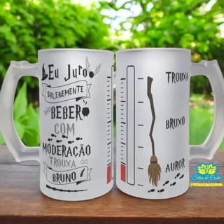 Caneca de Chopp Harry Potter 475ml Vidro Jateado Presente Amigos Mozão