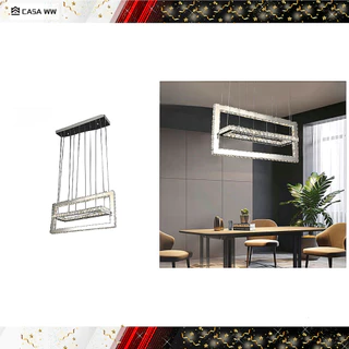Lustre Cristal K9 Retangular 3 Cores Com Controle