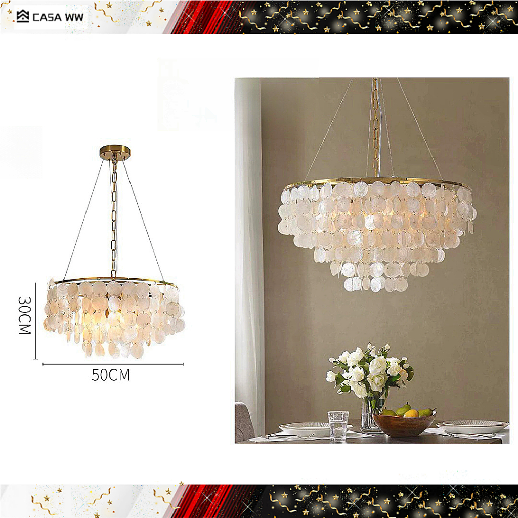 Lustre Madrepérola Branca 50Cm Linha Nobre Prime