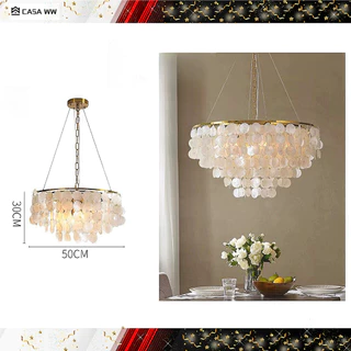 Lustre Madrepérola Branca 50Cm Linha Nobre Prime