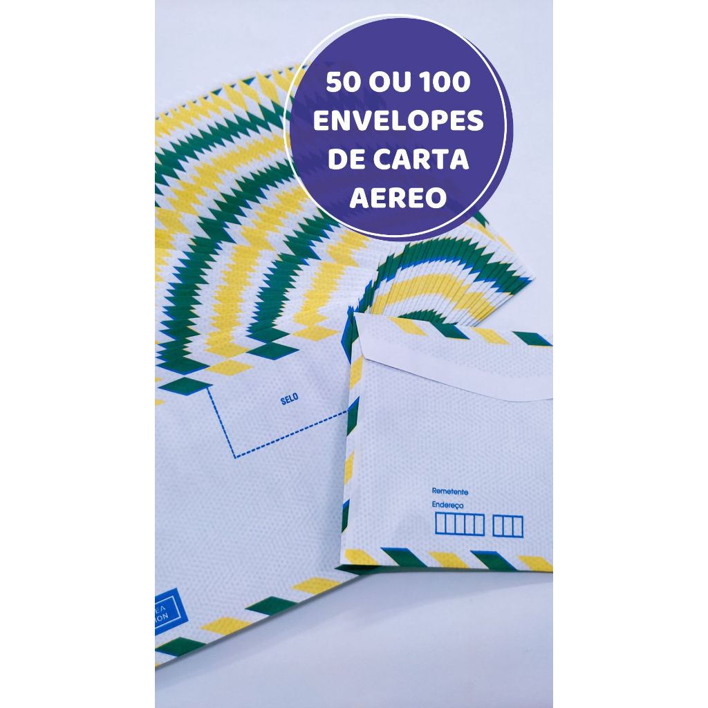 Envelope de Carta Aéreo 114X162mm pacote c/50 envelopes ou 100 ...