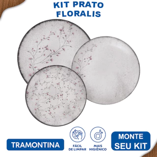 Aparelho de Jantar Floralis Tramontina Jogo de Pratos Rasos, Fundos e Sobremesa com Opções de Kits
