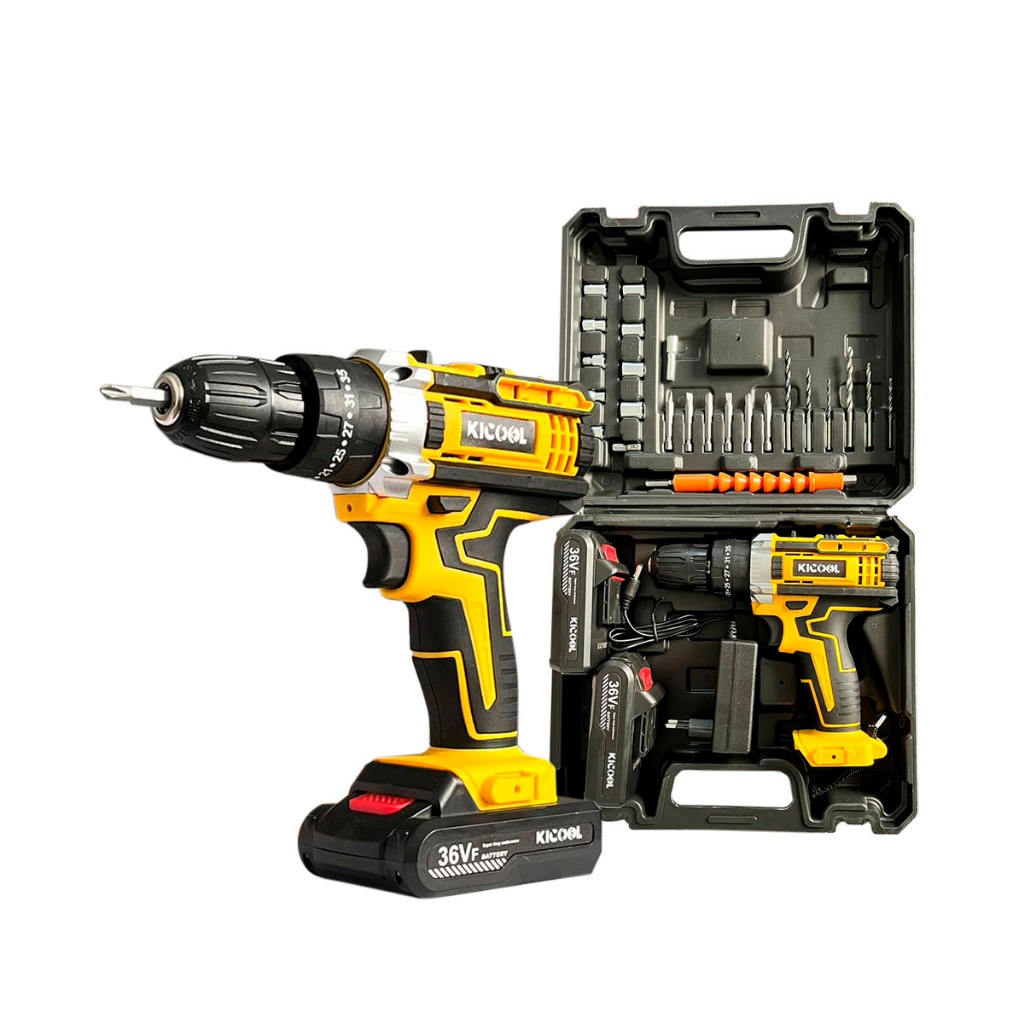 Parafusadeira Furadeira 36v Bivolt 2 Bateria Maleta Kicool
