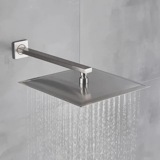 Ducha Chuveiro Inox Quadrado 20x20 Piscina Ducha Fria Solar Gás Com Designer Moderno Lazer Cano 40cm