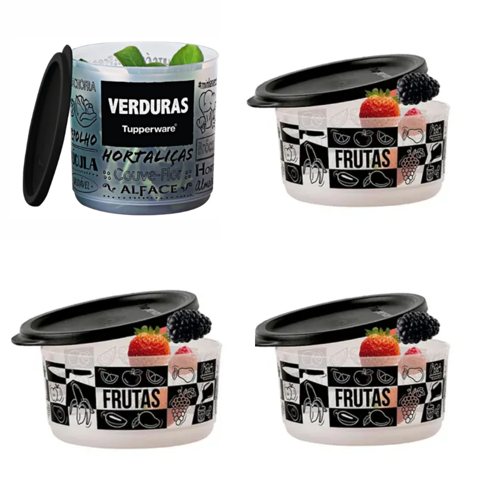 kit refrigerante line P&B tupperware (verduras, legumes, frutas e temperos)