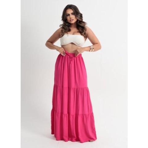 Saia Evangelica Três Maria Longa de Duna Zero Transparente Com Elastico na Cintura