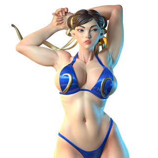Chun-Li Biquini - Em Resina 8k - Tinta importada - Pintado em Aerógrafo profissional.