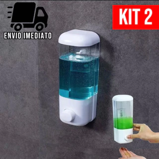 Kit 2 Dispenser Automático Sabão Detergente Reservatório Produtos Limpeza Higiene Pessoal Banheiro Cozinha