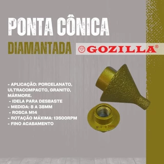 Ponta Cônica Chanfro Diamante M14 Esmerilhadeira Porcelanato, ultracompacto, lamina
