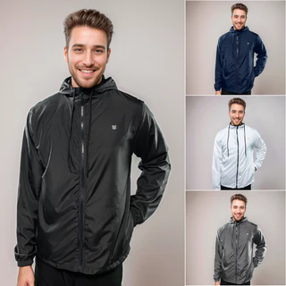 Kit 2 Jaquetas Corta Vento Masculino Impermeável Com Capuz Forrado Casaco Tactel para Frio