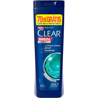 Shampoo 400ml Anticaspa Clear Men Limpeza Diária 2 em 1