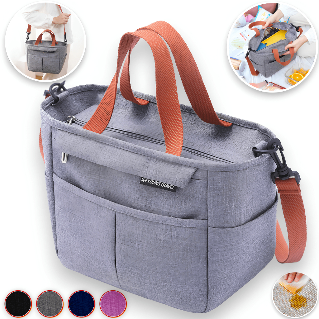 Bolsa Térmica Com Alça Feminina Trabalho Academia Lancheira Vários Bolsos Portátil Trabalho Fitness