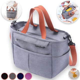 Bolsa Térmica Com Alça Feminina Trabalho Academia Lancheira Vários Bolsos Portátil Trabalho Fitness
