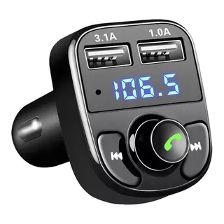 Adaptador Bluetooth Carro Transmissor FM Carregador Veicular Com Entrada Para Pen Drive Compatível com Android e IOS x8 em Oferta na Shopee