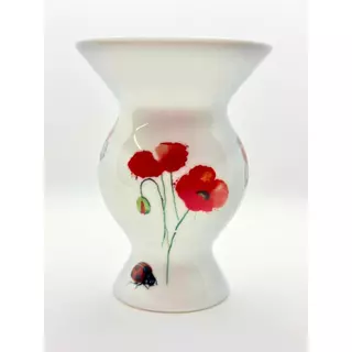 Cuia para Chimarrão flor vermelha + joaninha - Porcelana