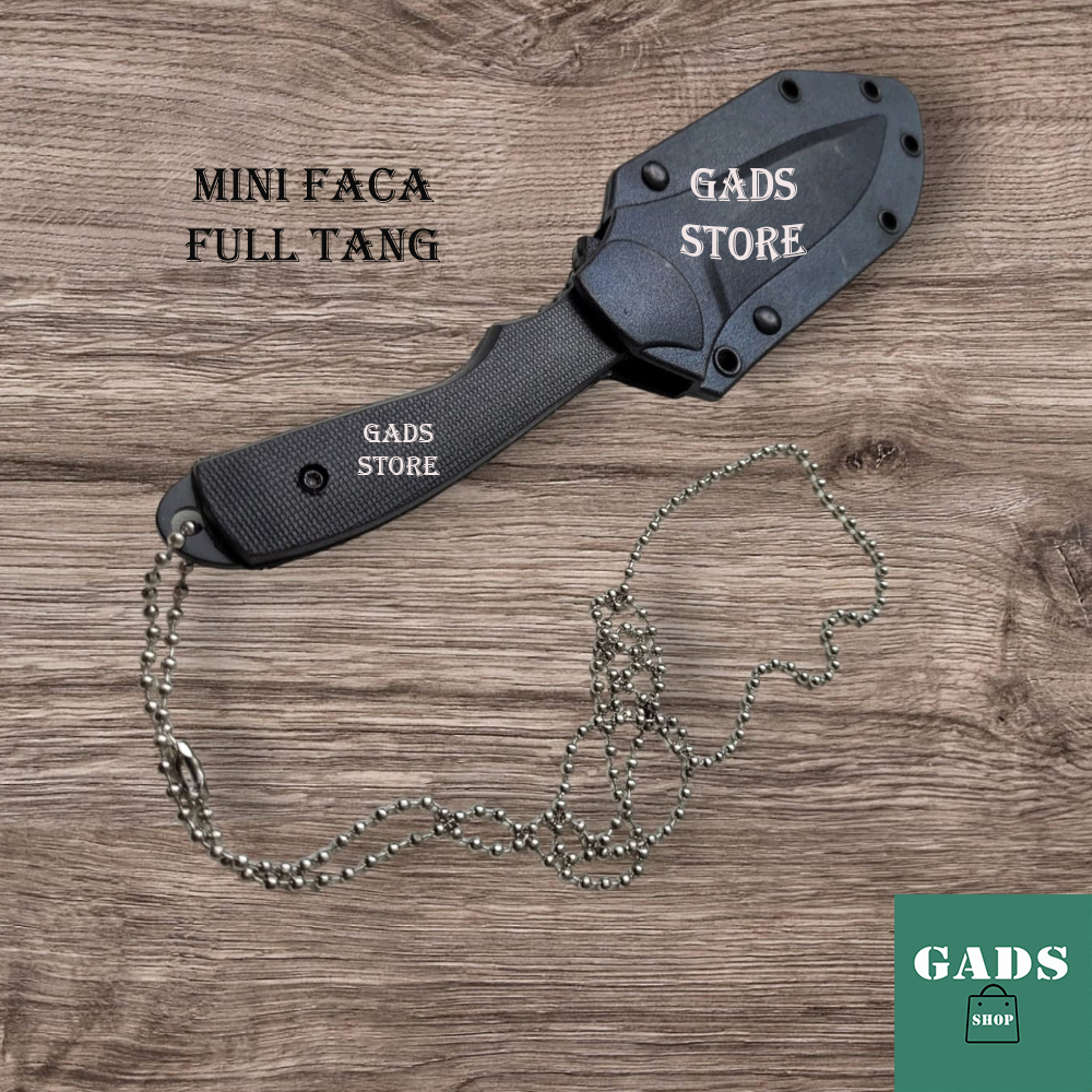 Mini Faca de Pescoço Hunter Aço Polímero Preto Bainha Clip Mini Faca de Pescoço Hunter Aço Polímero Preto Bainha Clip