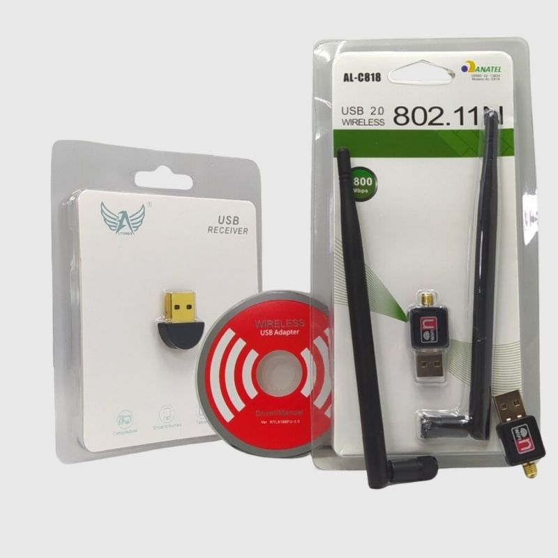 Antena Wifi Adaptador Usb Receptor Wireless para Rede Sem Fio Pc ...