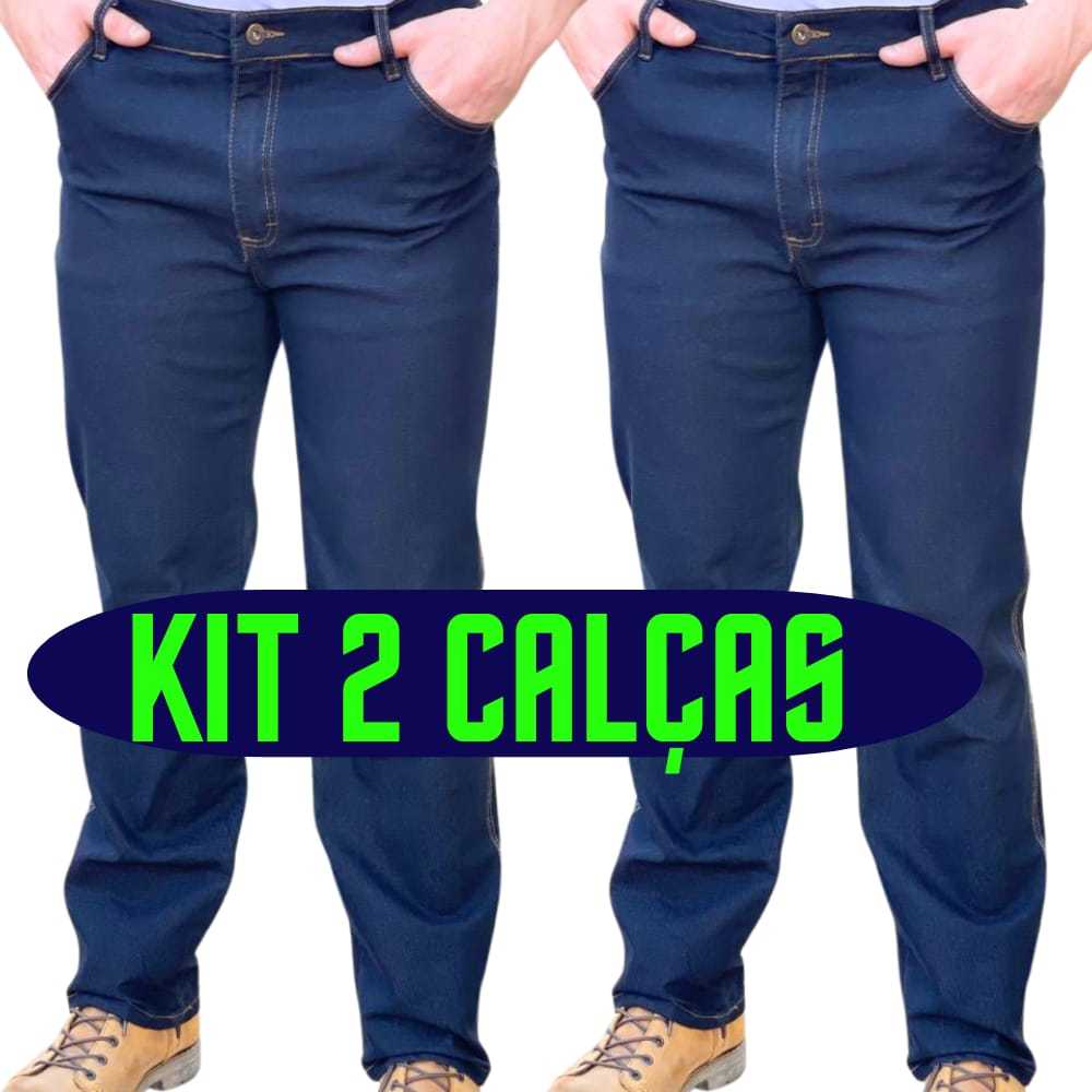 kit 2 Calças Jeans Masculina Lycra Trabalho 36 38 40 42 44 46 48 50 52 54 56