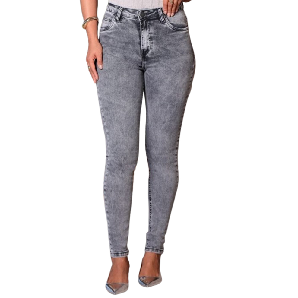 Calça Jeans Marmorizada Cigarrete Básica Feminina Revanche Day Skinny ...