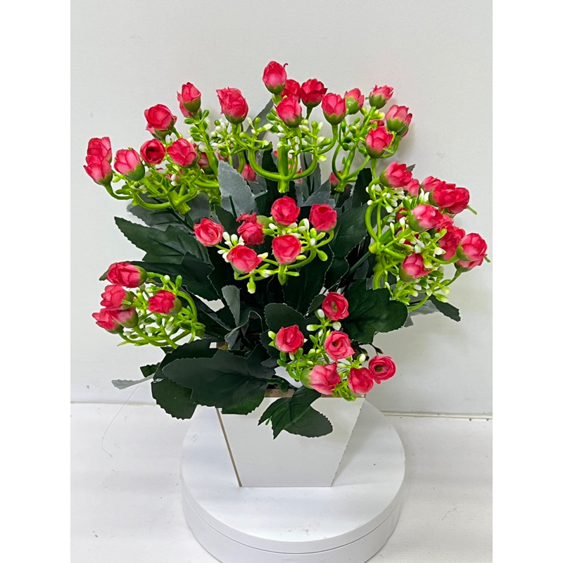 Flor mini rosa artificial com vaso mardera | Shopee Brasil