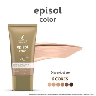 Episol Color Mantecorp Skincare - Protetor Solar com Cor tom 1 extra claro FPS70 - 40 ml original validade 02-2026