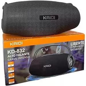 Caixa De Som Kaidi Bluetooth Portátil Resistente a Água Luz Led KD-832