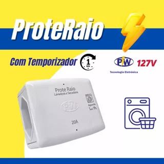 Prote Raio Protetor De Lavadora e Secadora Quedas De Energia Raios 127V 20 A com Temporizador PW