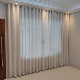 Cortina Linho Voil Flame 4,00 x2,50 / 2,80 mts Linho Sem Forro