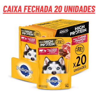 Ração Úmida Pedigree High Protein Cães Adultos Sachês Carne E Frango 85g - 20 Unidades CAIXA FECHADA