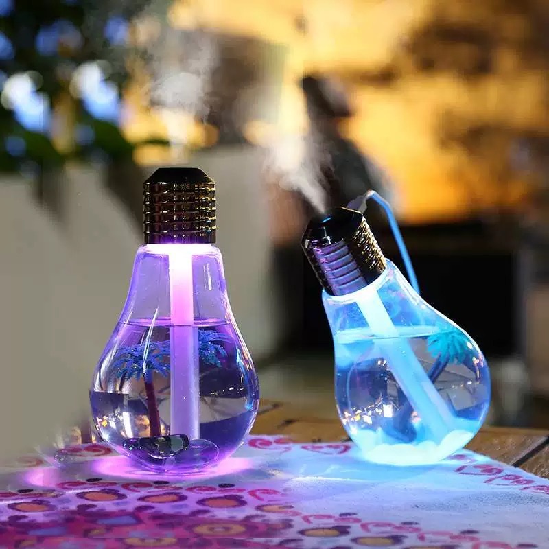 Umidificador De Ar E Lâmpada Luz Led Usb 400ml Com Luz