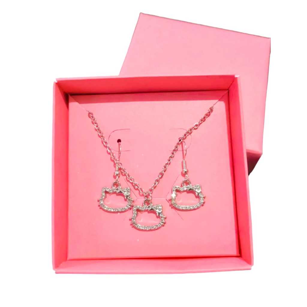 Collier Enfant Hello Kitty Sanrio - Perles Et Strass Roses - Réglable - Occasion Bon état